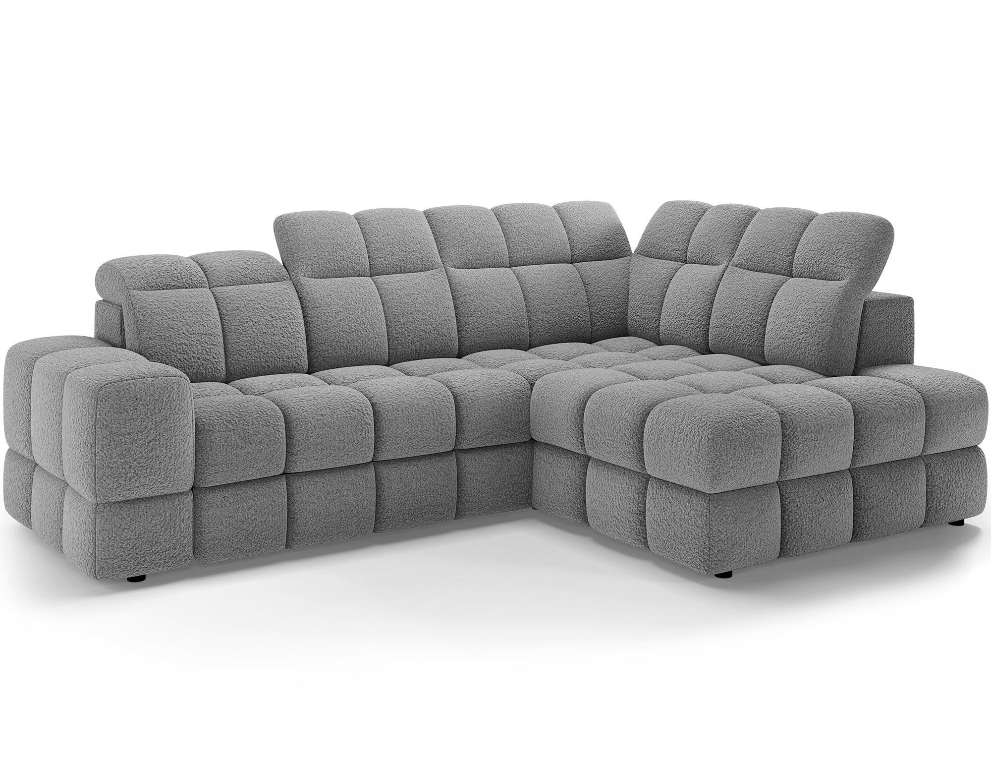 ECKSOFA Bronon mit Schlaffunktion und Bettkasten – Modernes Design, verstellbare Kopfstützen und verschiebbare Rückenlehnen - Grau, Kunststoff (296/109cm) - Wohnideebilder