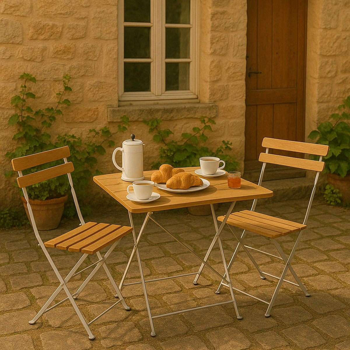 KLAPPTISCH Bad Belzig aus Robinienholz 70x110 cm, Stahlgestell Verzinkt - Braun, Holz (70/110/72cm) - TPFGarden