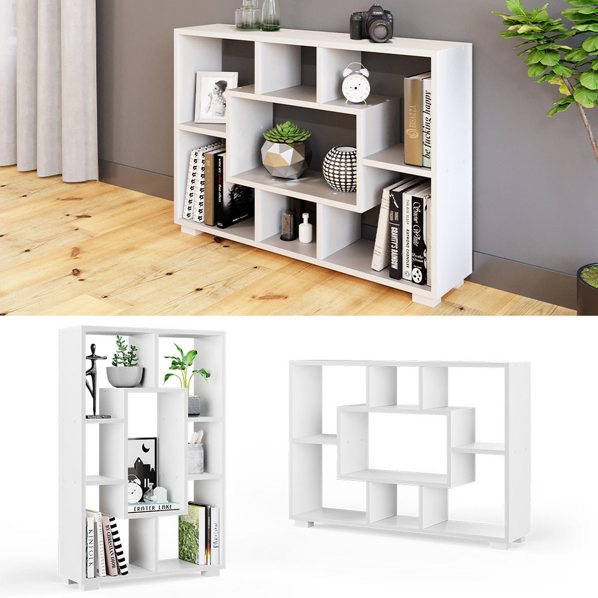 RAUMTEILER Domus Weiß 60.2 x 90 cm 7 Fächer - Weiß, Holzwerkstoff (60.2/90/20.1cm) - Vicco