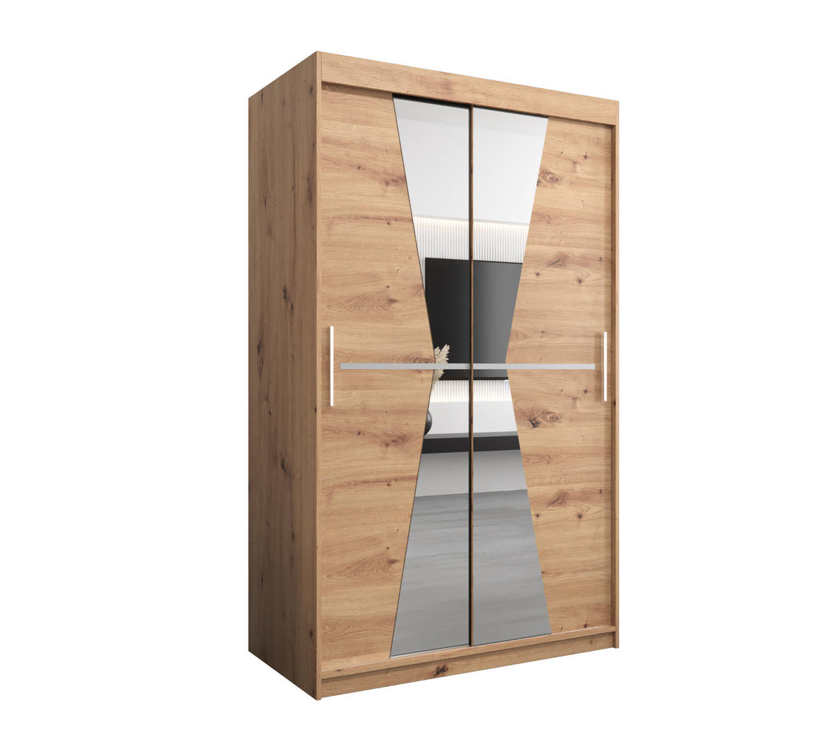 SCHWEBETÜRENSCHRANK 200/120/62 2-türig - Silberfarben/Eiche Artisan, Holz/Kunststoff (120/200/62cm) - Abiks Möbel
