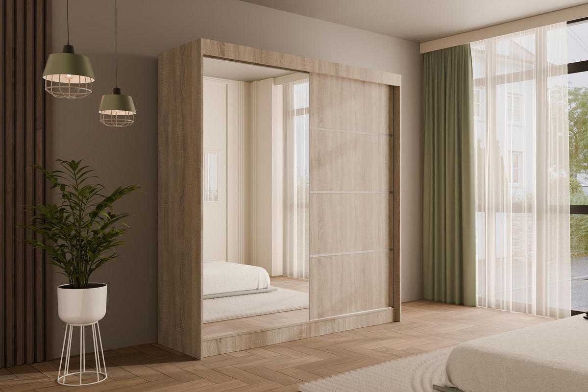 KLEIDERSCHRANK PAOKI - 200 cm - Sonoma Eiche - Sonoma Eiche, Holzwerkstoff (200/215/61cm) - ALTDECOR