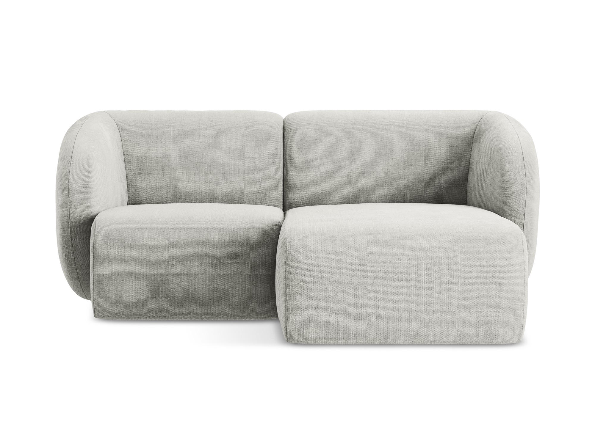 ECKSOFA Rechts Chenille Stoff Grau - Hellgrau/Schwarz, Holzwerkstoff/Kunststoff (178/166cm) - Makamii