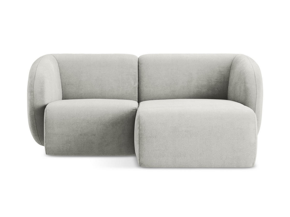 ECKSOFA Rechts Chenille Stoff Grau - Hellgrau/Schwarz, Holzwerkstoff/Kunststoff (178/166cm) - Makamii