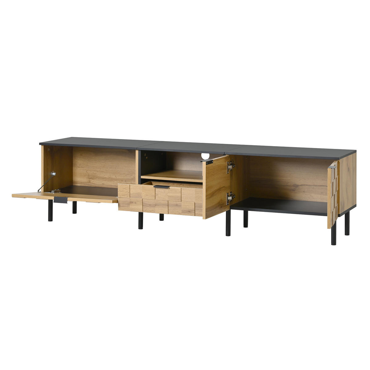 TV-LOWBOARD eiche-optik 170 cm breit mit schublade - Naturfarben, Holzwerkstoff (170/44.5/35cm) - Urban Meuble
