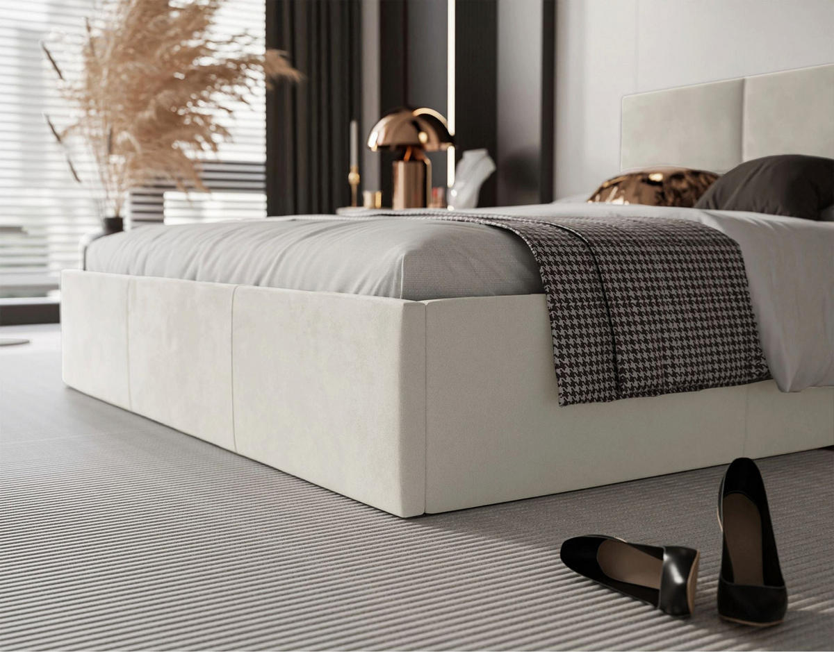 POLSTERBETT Nestio Creme Samt 140x200 cm - Creme, Kunststoff/Textil (140/200cm) - Selsey