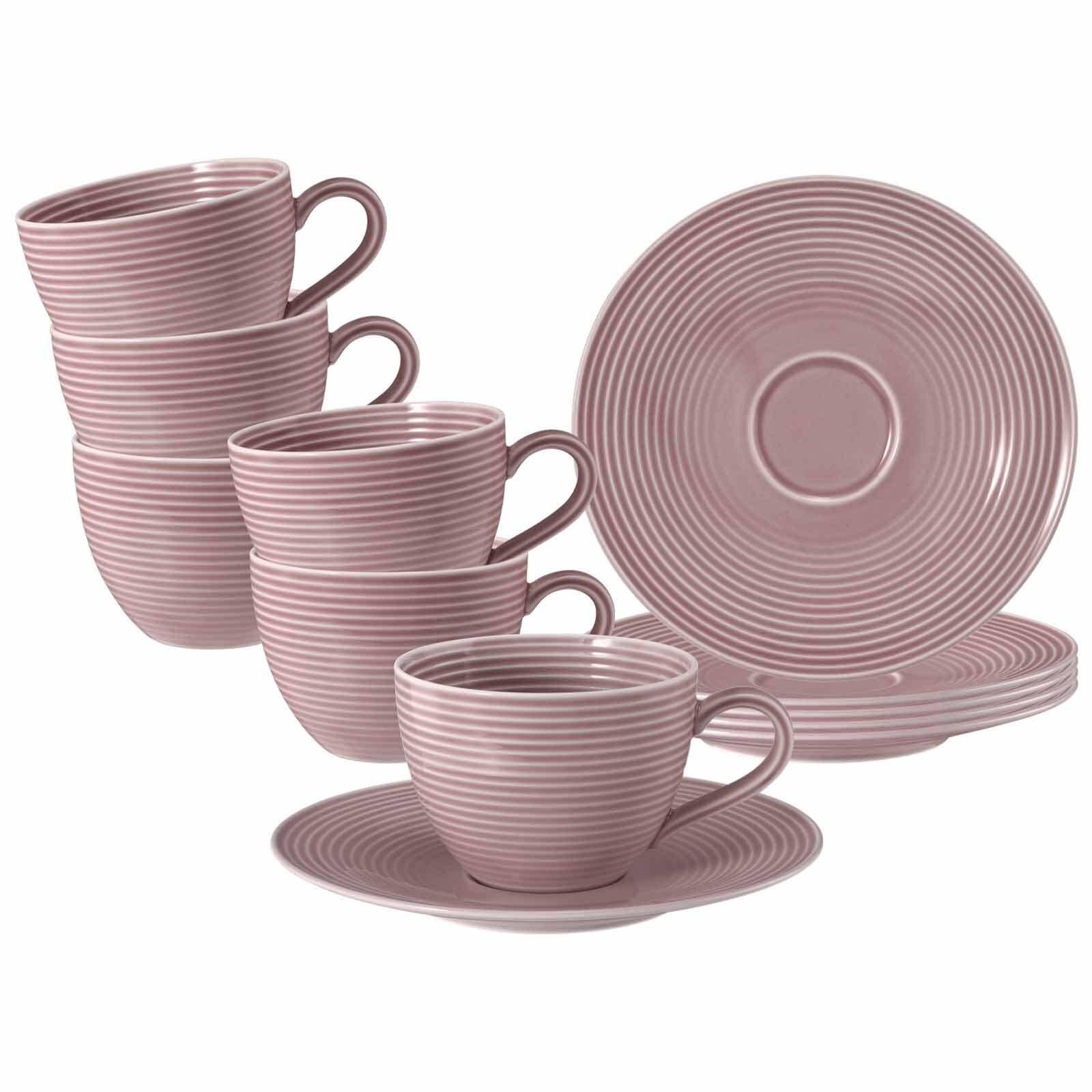 KAFFEETASSEN MIT UNTERTASSEN Beat Color Glaze Altrosa 260 ml 6er Set - Altrosa, Keramik (16.7/8.6/16.7cm) - Seltmann Weiden