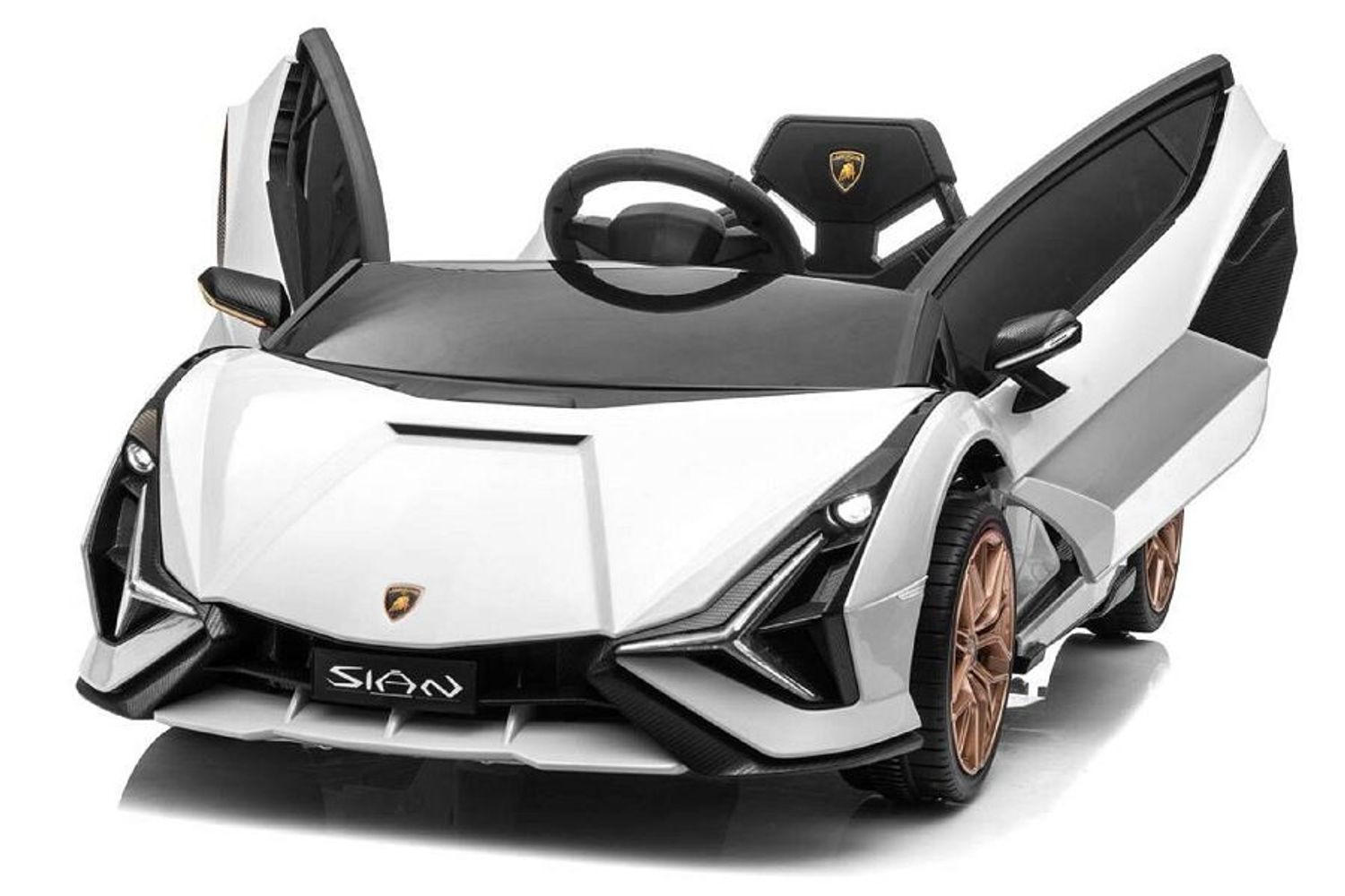 KINDERELEKTROAUTO Lamborghini Sian weiß EVA-Reifen Flügeltüren Scheinwerfer - Weiß, Kunststoff (108/62/40cm) - Es-Toys