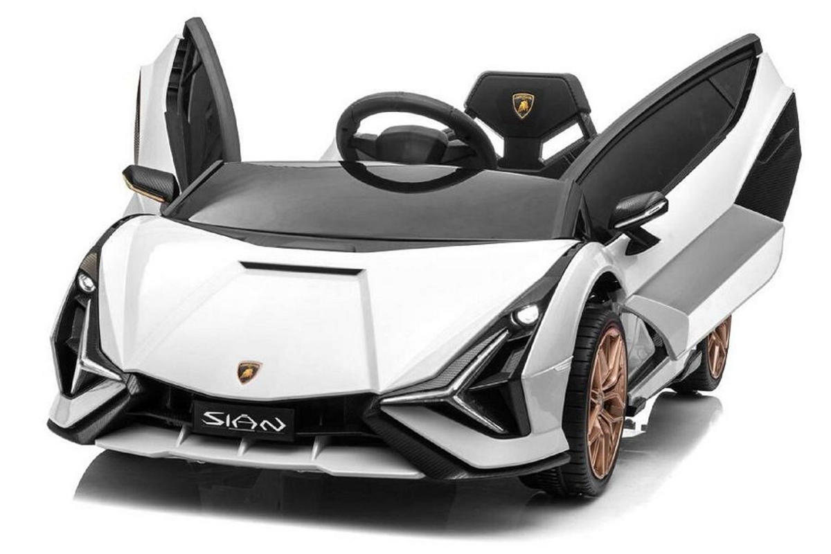 KINDERELEKTROAUTO Lamborghini Sian weiß EVA-Reifen Flügeltüren Scheinwerfer - Weiß, Kunststoff (108/62/40cm) - Es-Toys
