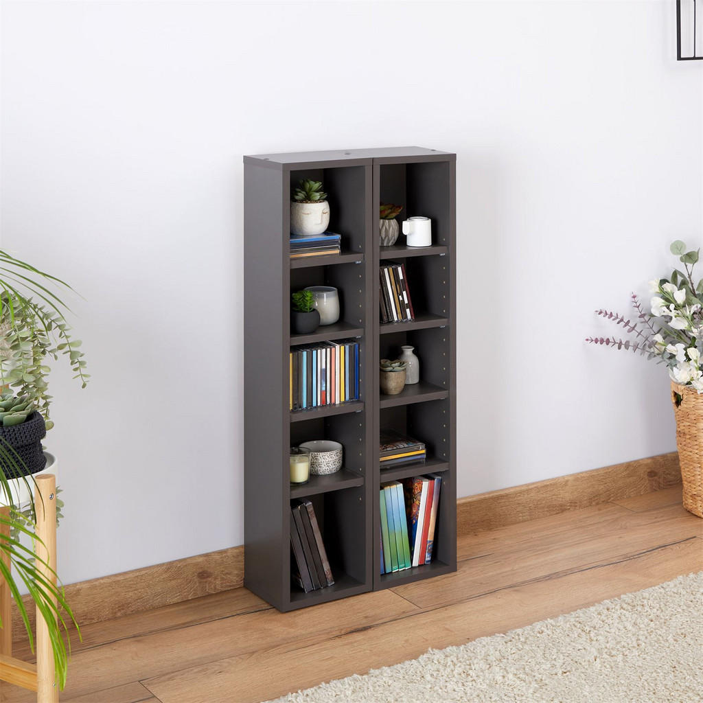 Thumbnail - CARO-Möbel Cd/Dvd-, Grau, Holzwerkstoff, Mode, 20x186x17 cm, Wohnzimmer, Regale, CD & DVD-Regale