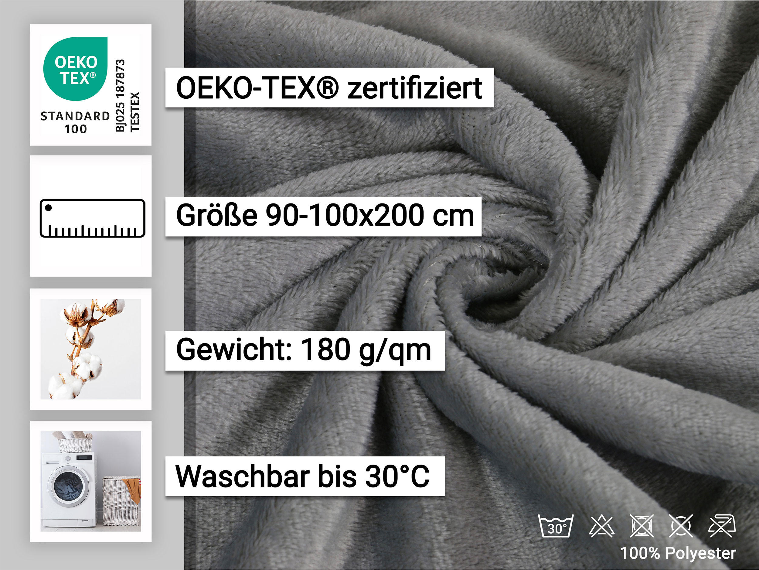 SPANNBETTLAKEN, 90-100x200 cm, 100% Polyester, Grau - Anthrazit, Textil (90/200cm) - Zollner