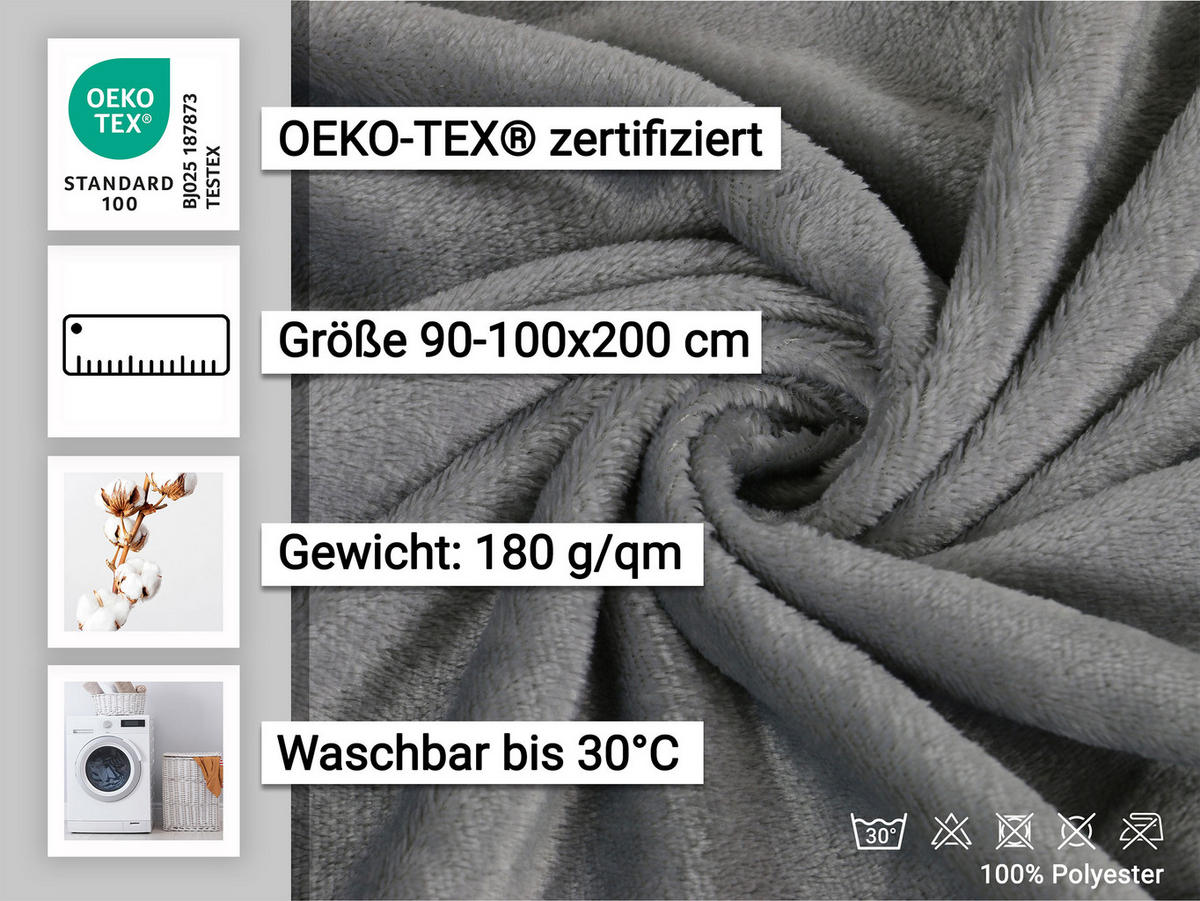 SPANNBETTLAKEN, 90-100x200 cm, 100% Polyester, Grau - Anthrazit, Textil (90/200cm) - Zollner