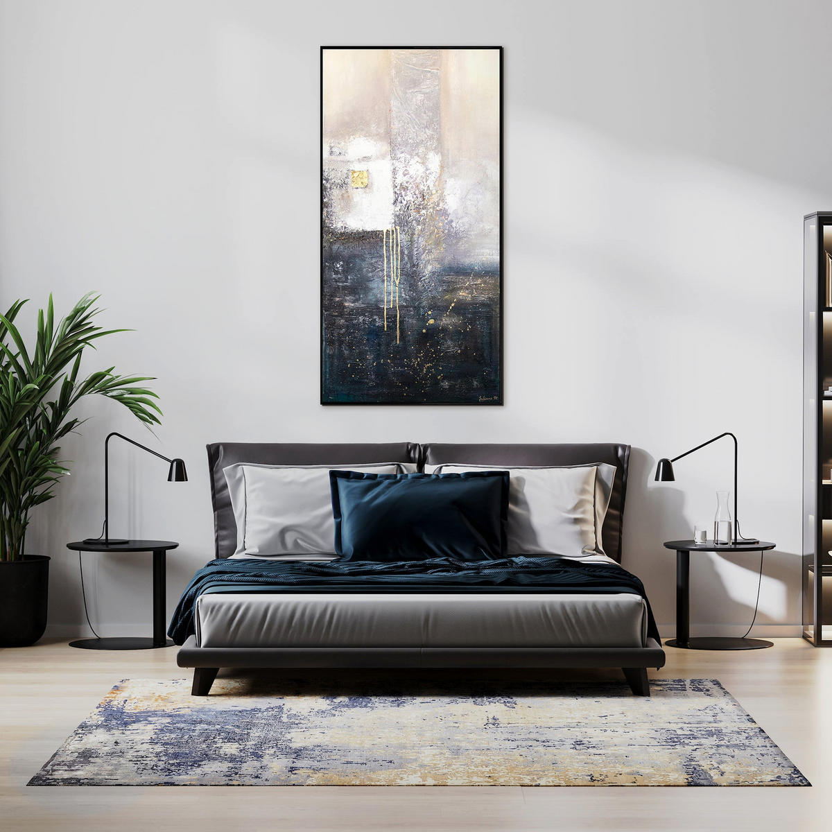 GEMÄLDE Fragmente Schattenfugenrahmen Schwarz 100x50 cm - Schwarz, Holz (100/50cm) - YS-art gallery