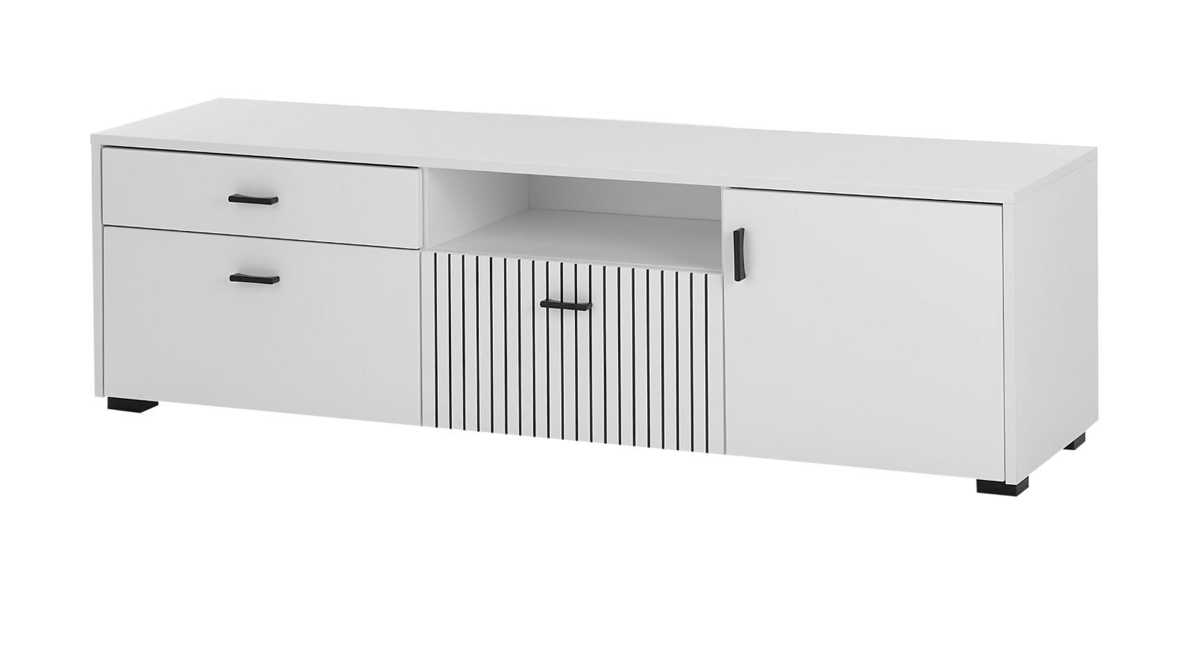 TV-LOWBOARD weiß matt, TV Unterteil 150 x 44 cm - Schwarz/Weiß, Holzwerkstoff/Kunststoff (150/44/42cm) - Furn.Design