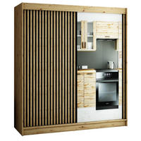 SCHIEBETÜRENSCHRANK Lamelo2 Artisan Eiche / schwarz matt 200 / 62 / 200cm - Eichefarben/Multicolor, Holz/Holzwerkstoff (200/200/62cm) - Feldmann-Wohnen