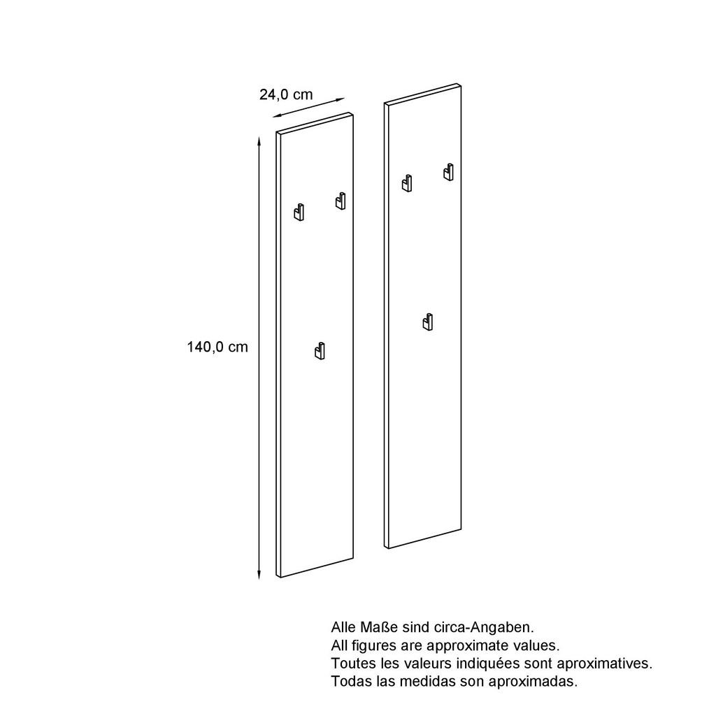 Thumbnail - Vladon Garderobenpaneel, Dunkelblau, Holzwerkstoff, 48x140x2 cm, Garderobe, Garderobenpaneele, Garderobenpaneele