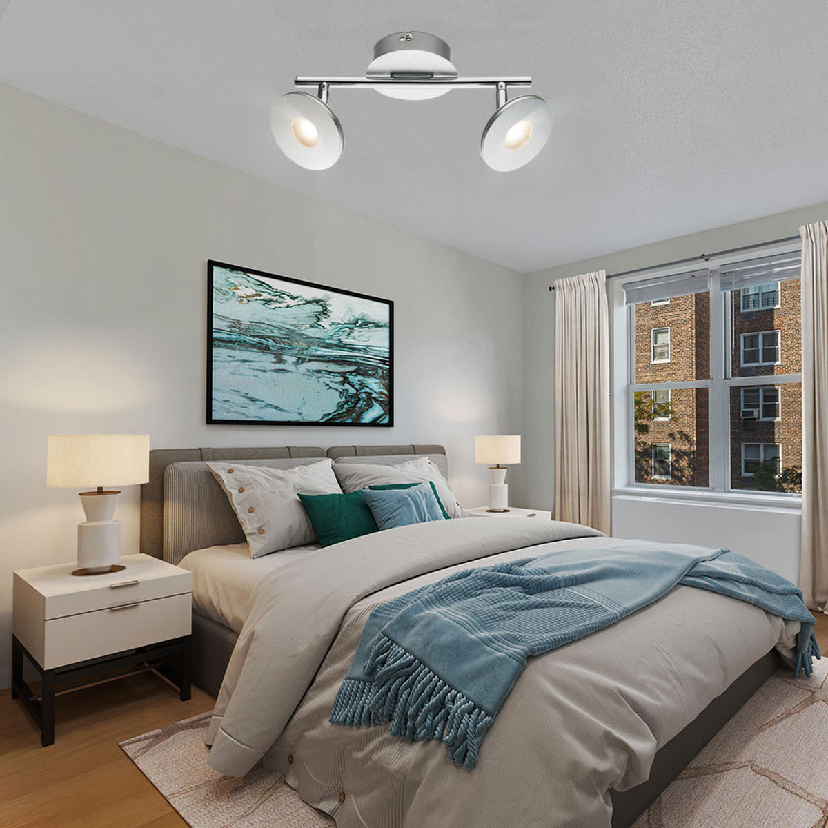 LED DECKENLEUCHTE Aluminium Silber - Silberfarben, Metall (25.4/10/14.2cm) - Globo Lighting