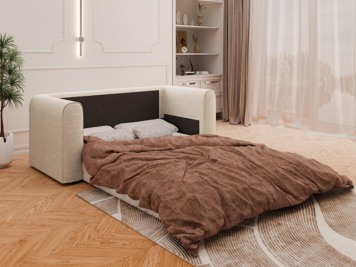 SCHLAFSOFA Arelis Schlafsofa mit Bettfunktion, beige - Beige, Holz (160/78/69cm) - Panda Möbel