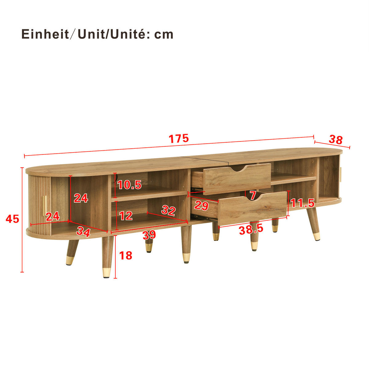 TV-LOWBOARD mit Schiebetüren und Schubladen, moderner TV-Schrank Wohnzimmer - Schwarz, Holz (120/63/30cm) - PARAFTA HOME