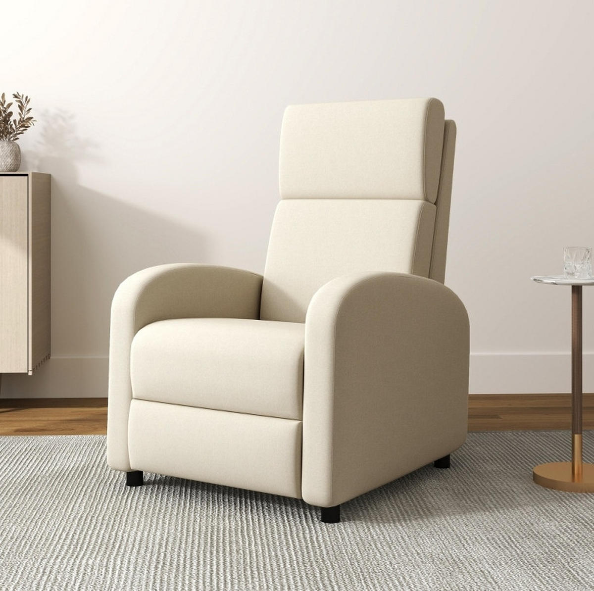 SESSEL 64/86/102 cm mit manueller Relaxfunktion in Cremeweiß - Creme, Textil (64/102/86cm) - BEAOK
