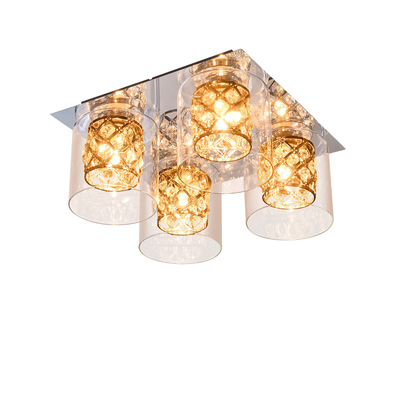 DECKENSTRAHLER Wellisr 30/16/30 cm - Transparent, Glas (30/30/16cm) - ZMH