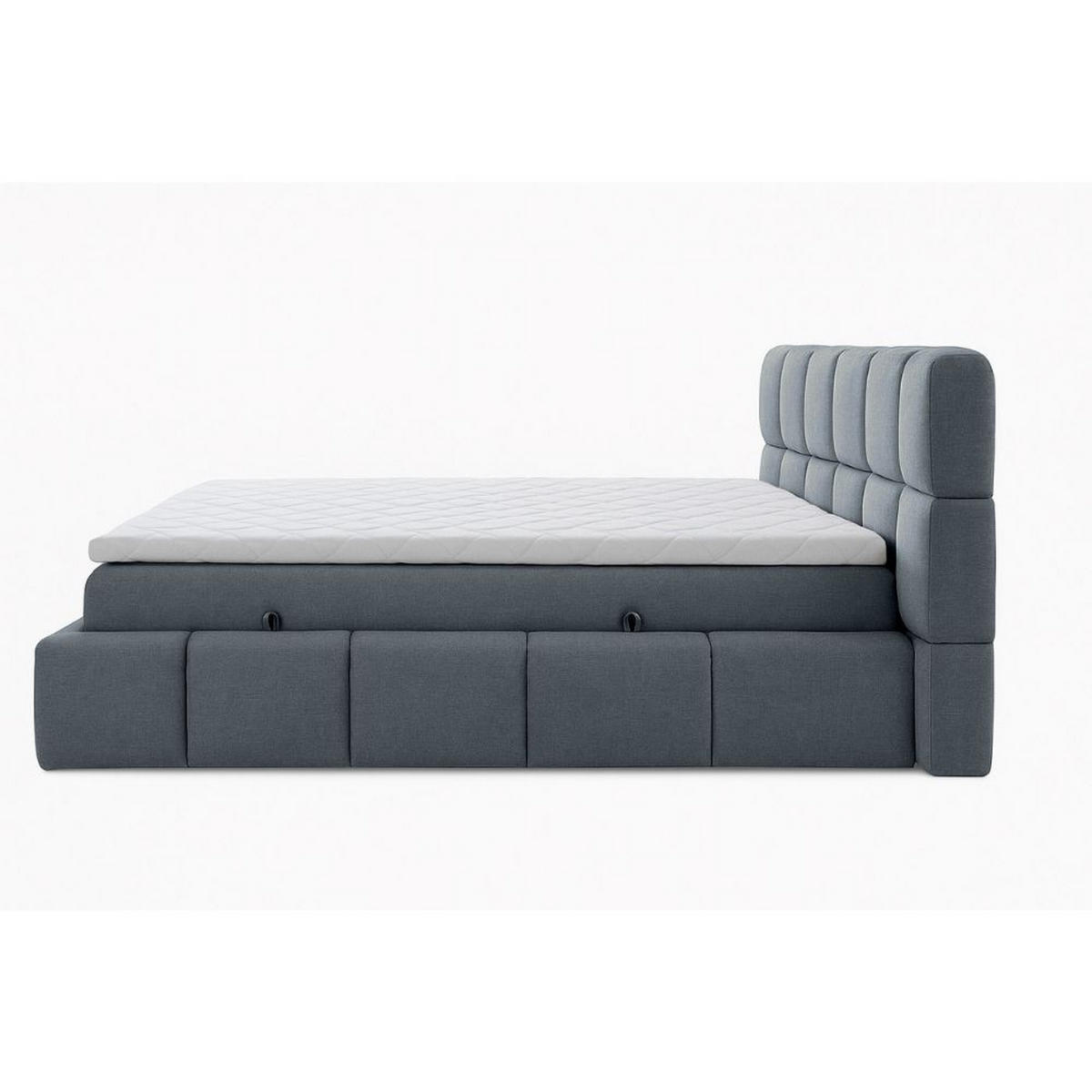 BOXBETT Anna mit Taschenfederkernmatratze und Topper, 120x200, Dunkelgrau, Terra-Stoff - Dunkelgrau, Holzwerkstoff/Kunststoff (120/200cm) - AN-Moebel 4u