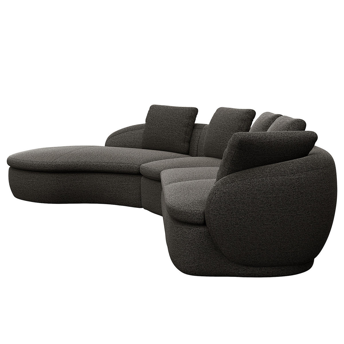 ECKSOFA mit Rundecke - Anthrazit/Schwarz, Kunststoff/Textil (340/225cm) - home24