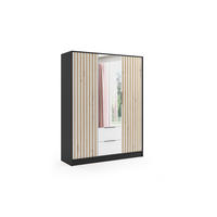 KLEIDERSCHRANK NERA - 150 cm - Schwarz|Weiß|Eiche Artisan - Schwarz/Weiß, Holzwerkstoff (150/200/51cm) - ALTDECOR