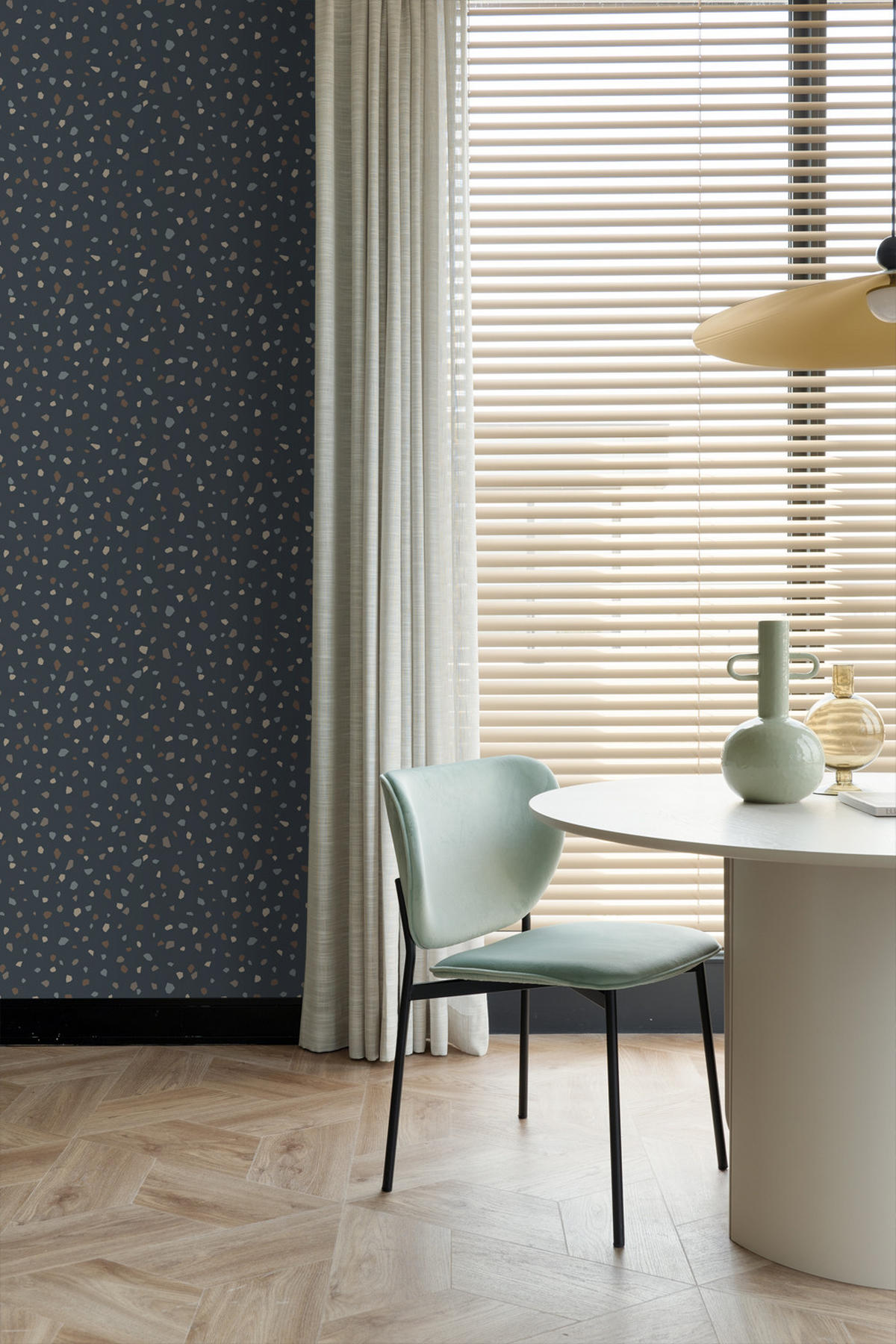 TAPETE Terrazzo-Motiv 50 x 900 cm - Blau, Papier (50/900cm) - ESTAhome