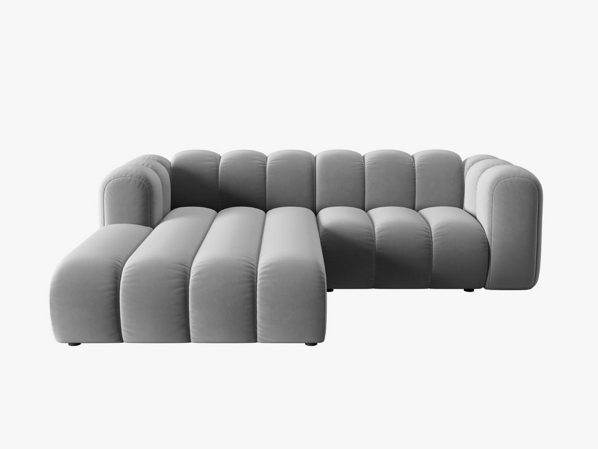 ECKSOFA modular links Lupine aus Samt grau 3 Sitzplätze - Grau, Textil (177/230cm) - Micadoni