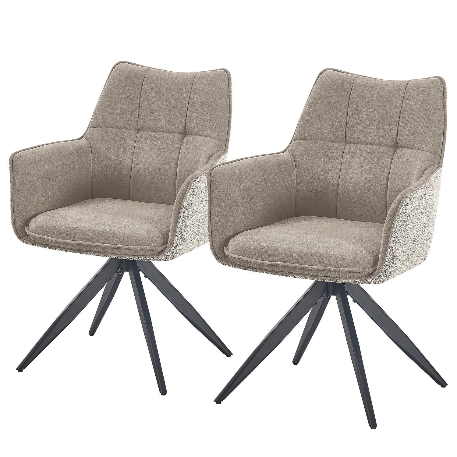 DREHBARER ARMLEHNENSTUHL 2er-Set - Metall / Textil - Beige/Schwarz, Textil/Metall (60/88/60cm) - home24