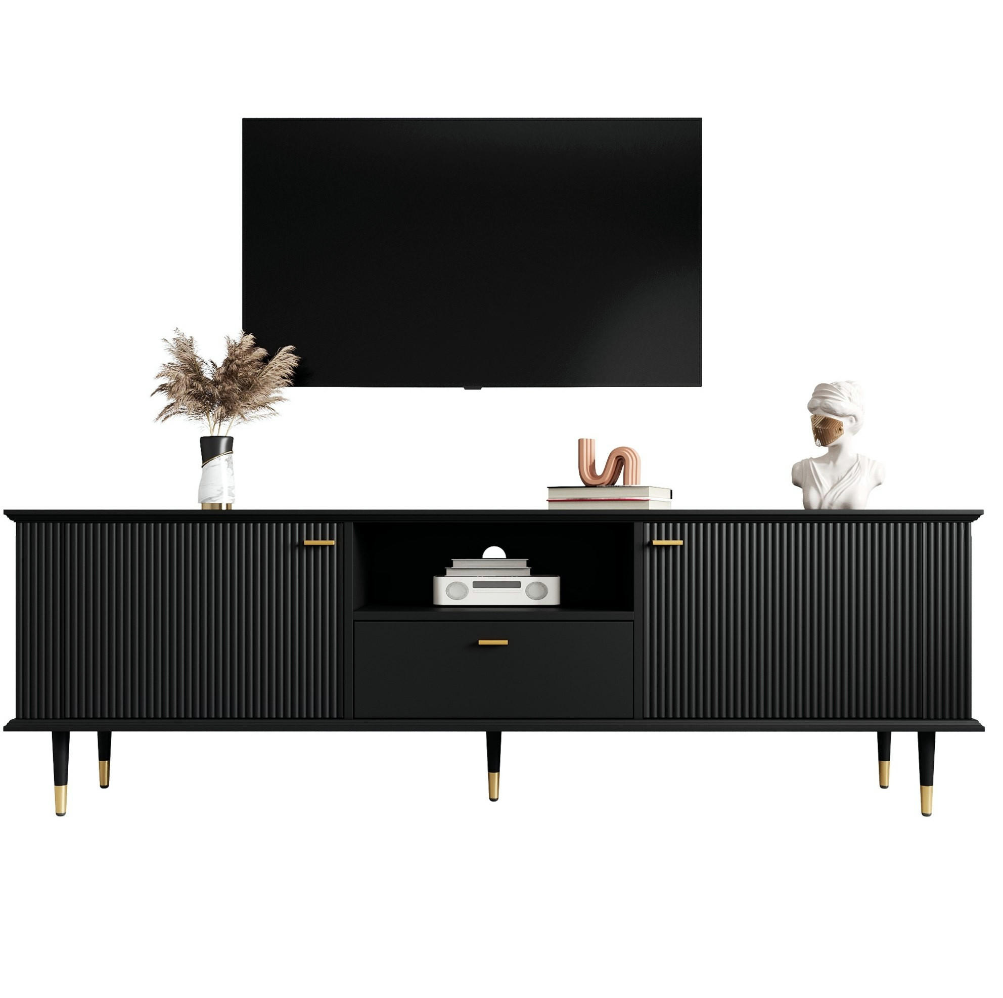 TV-LOWBOARD 170/36/54 cm schwarz aus MDF mit Soft-Close - Schwarz, Holzwerkstoff (36/54/170cm) - OKWISH