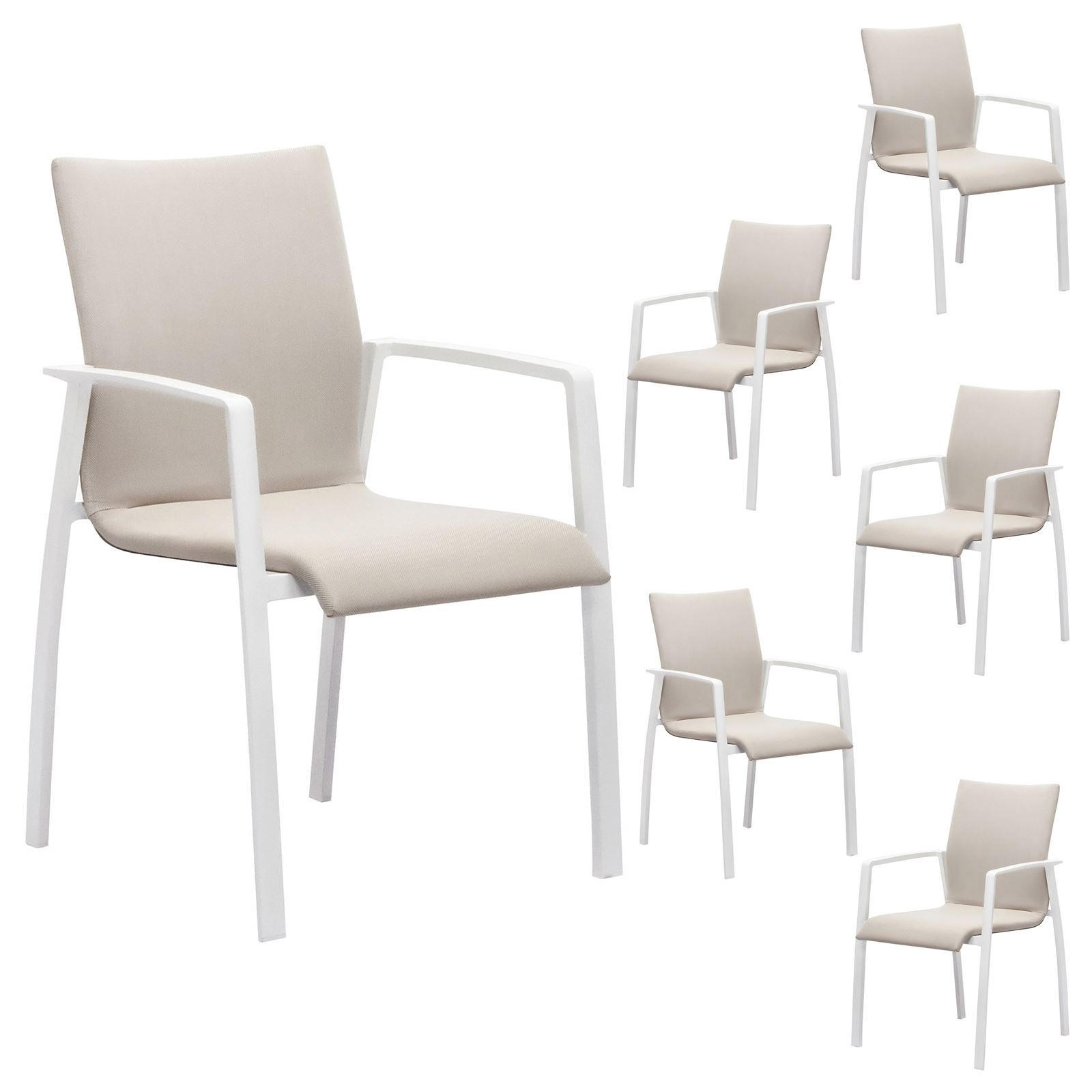 GARTENSTÜHLE VERANO 6ER-SET - Beige, Textil (57/89/62cm) - IDIMEX