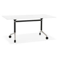 SCHREIBTISCH Klappbar Mit Rollen Faltbar Mobil ZENIXA, Weiß 160x80x73 cm - Schwarz/Weiß, Holz/Metall (80/160/73cm) - KADIMA DESIGN