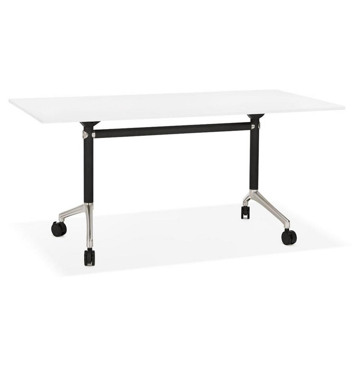 SCHREIBTISCH Klappbar Mit Rollen Faltbar Mobil ZENIXA, Weiß 160x80x73 cm - Schwarz/Weiß, Holz/Metall (80/160/73cm) - KADIMA DESIGN
