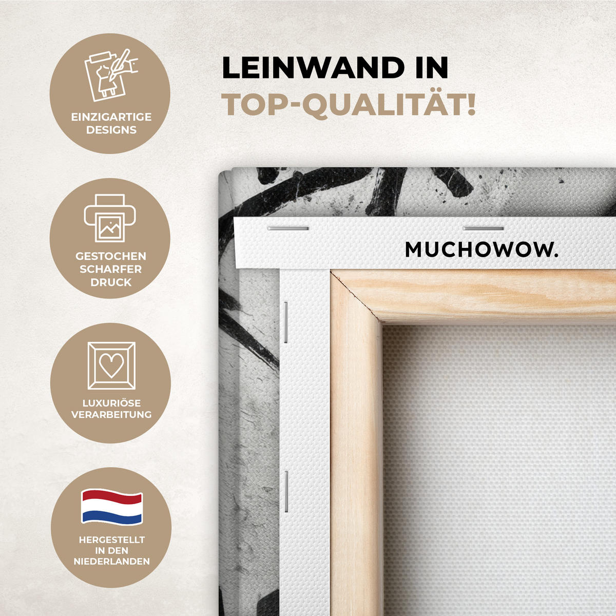 LEINWANDBILD Gesicht - Mund - Graffiti - Schwarz Wandbild 40x30 cm - Schwarz, Textil (40/30cm) - MuchoWow