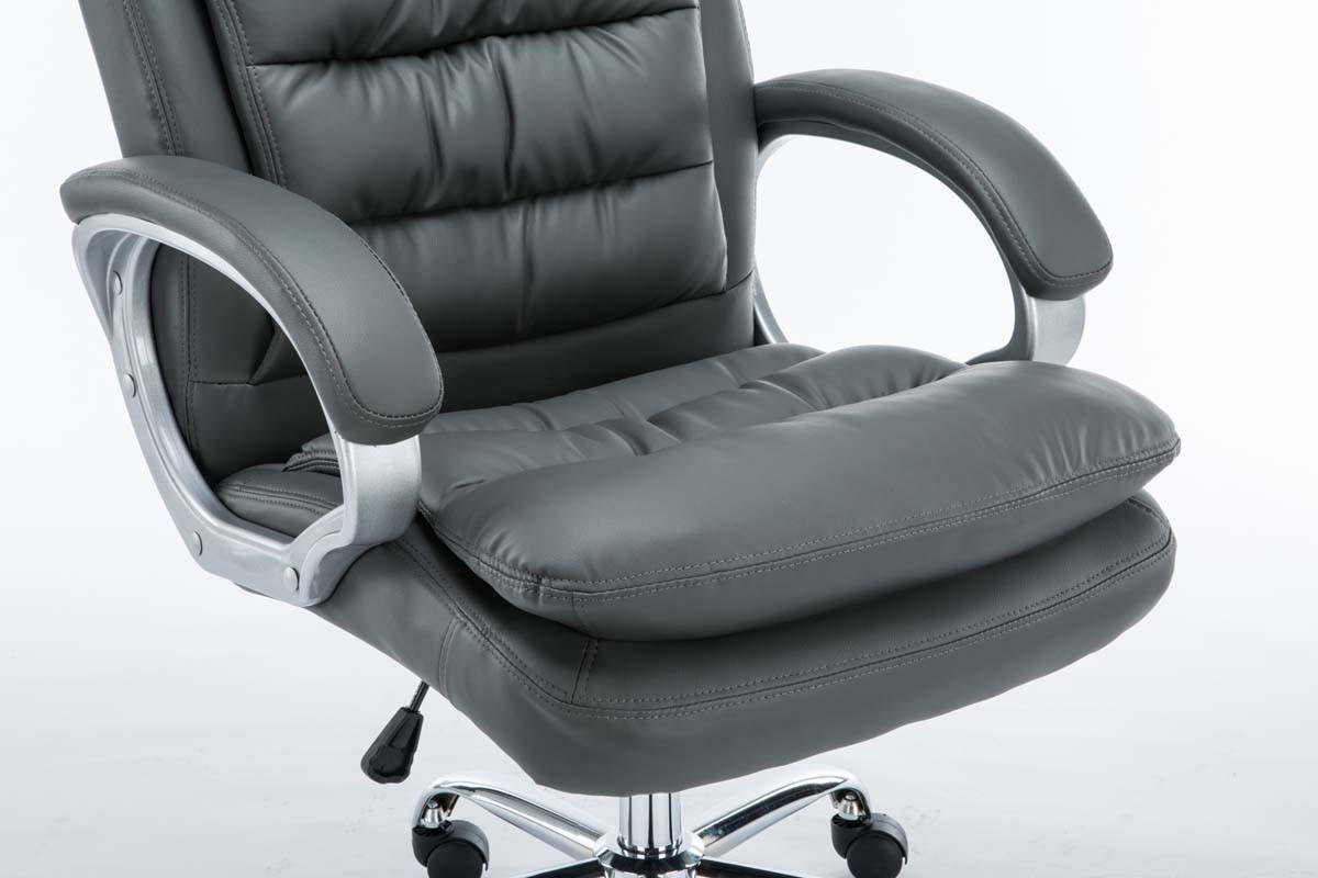 BÜROSTUHL SOUK - 116x68x77, Grau | Kunstleder - Grau, Leder/Metall (68/116/77cm) - DELUKE