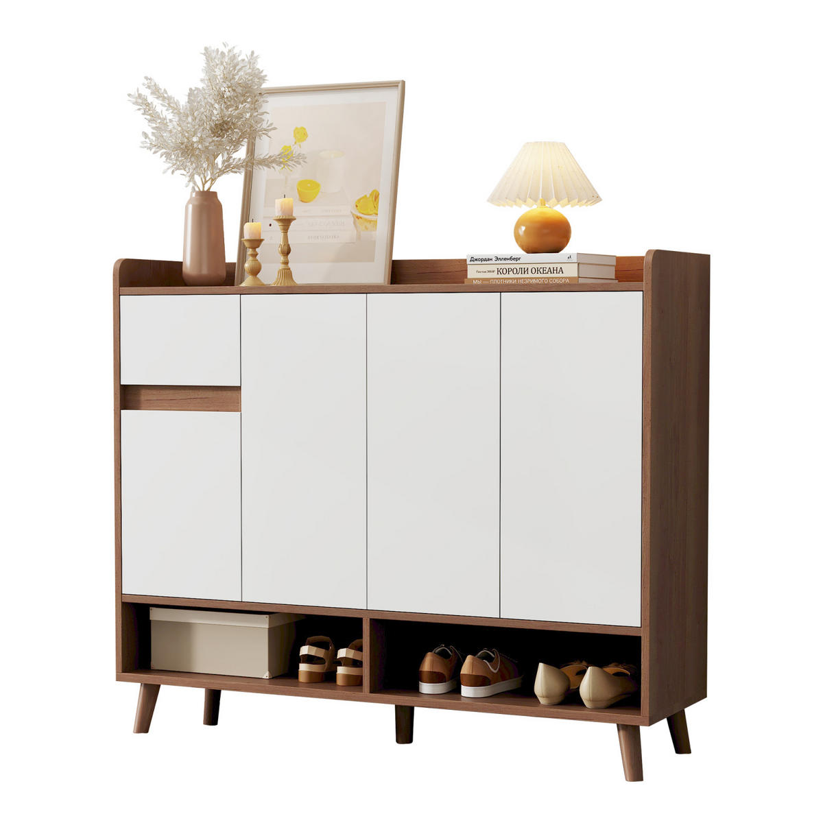 SCHUHKOMMODE Sideboard 120x99x35 cm mit verstellbaren Einlegeböden - Braun, Holz (120/99/35cm) - PARAFTA HOME