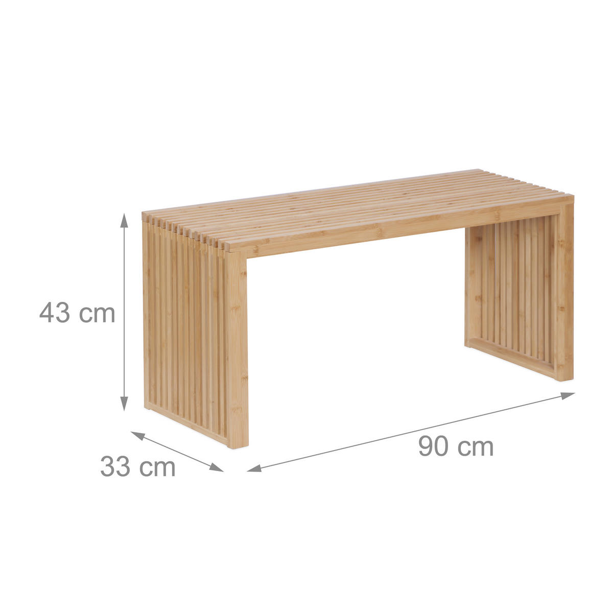 SITZBANK - Hellbraun, Holz/Textil (90/43/33cm) - Relaxdays