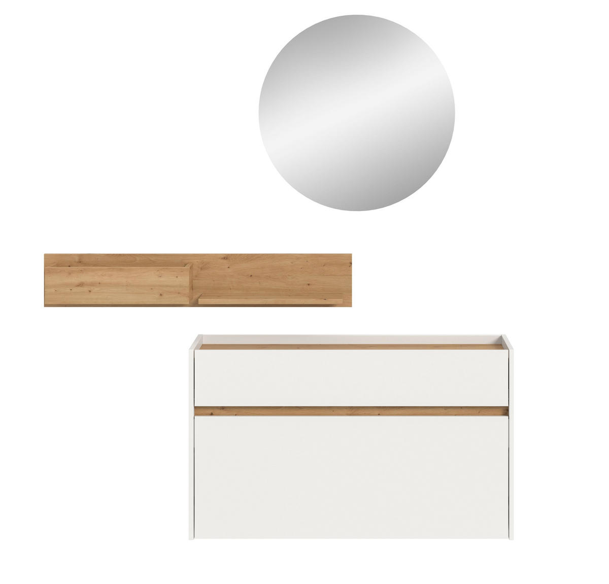 GARDEROBE Flow 3-tlg. (B/H/T: ca. 140/197/32 cm) in Weiß/weiß - Weiß, Holzwerkstoff (140/197/32cm) - Homes & Jones