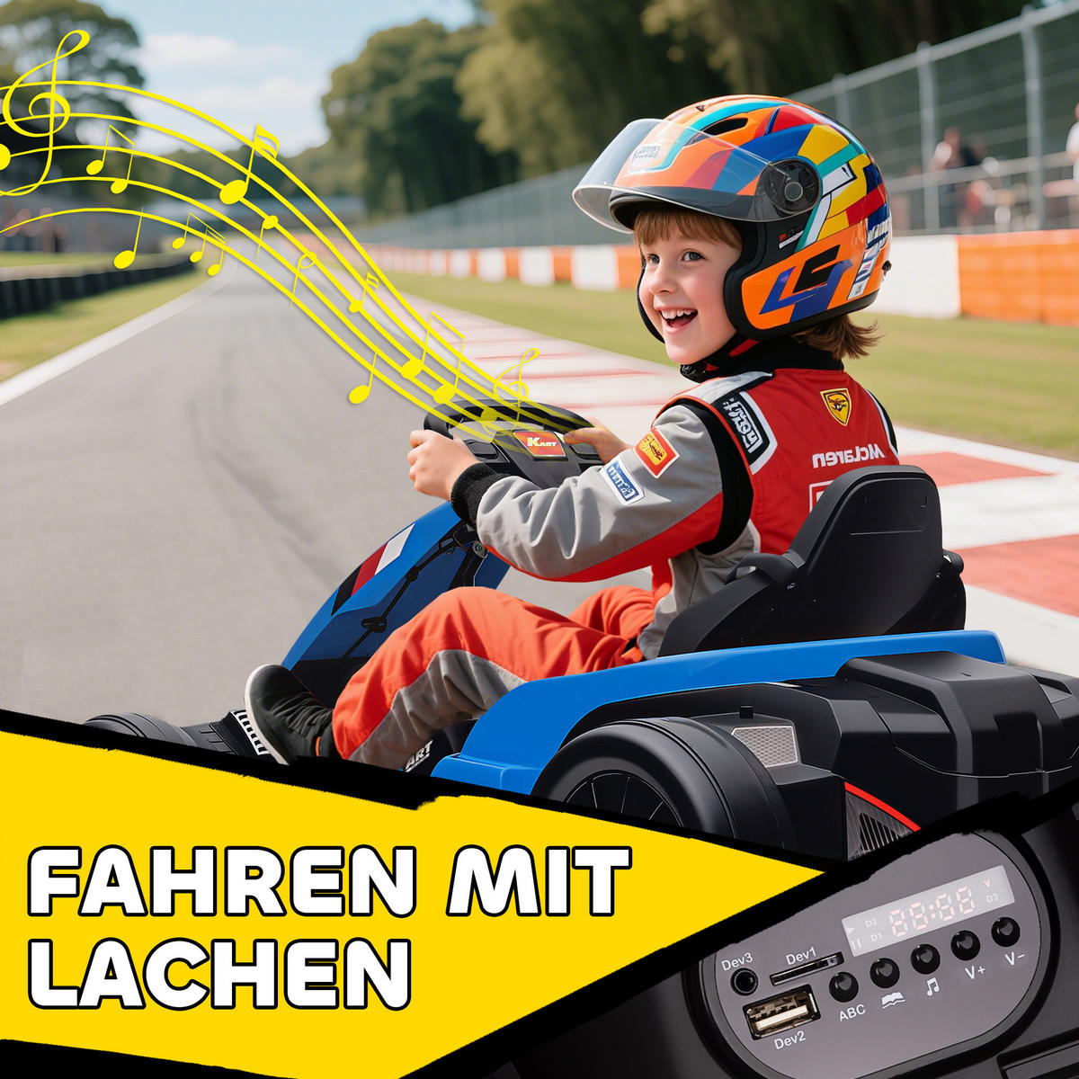 GO-KART DE-06237 mit Drift-Modus, 5-Punkt-Sicherheitsgurt und Musik Blau - Blau, Kunststoff/Metall (115/77/55.5cm) - ComfortXL