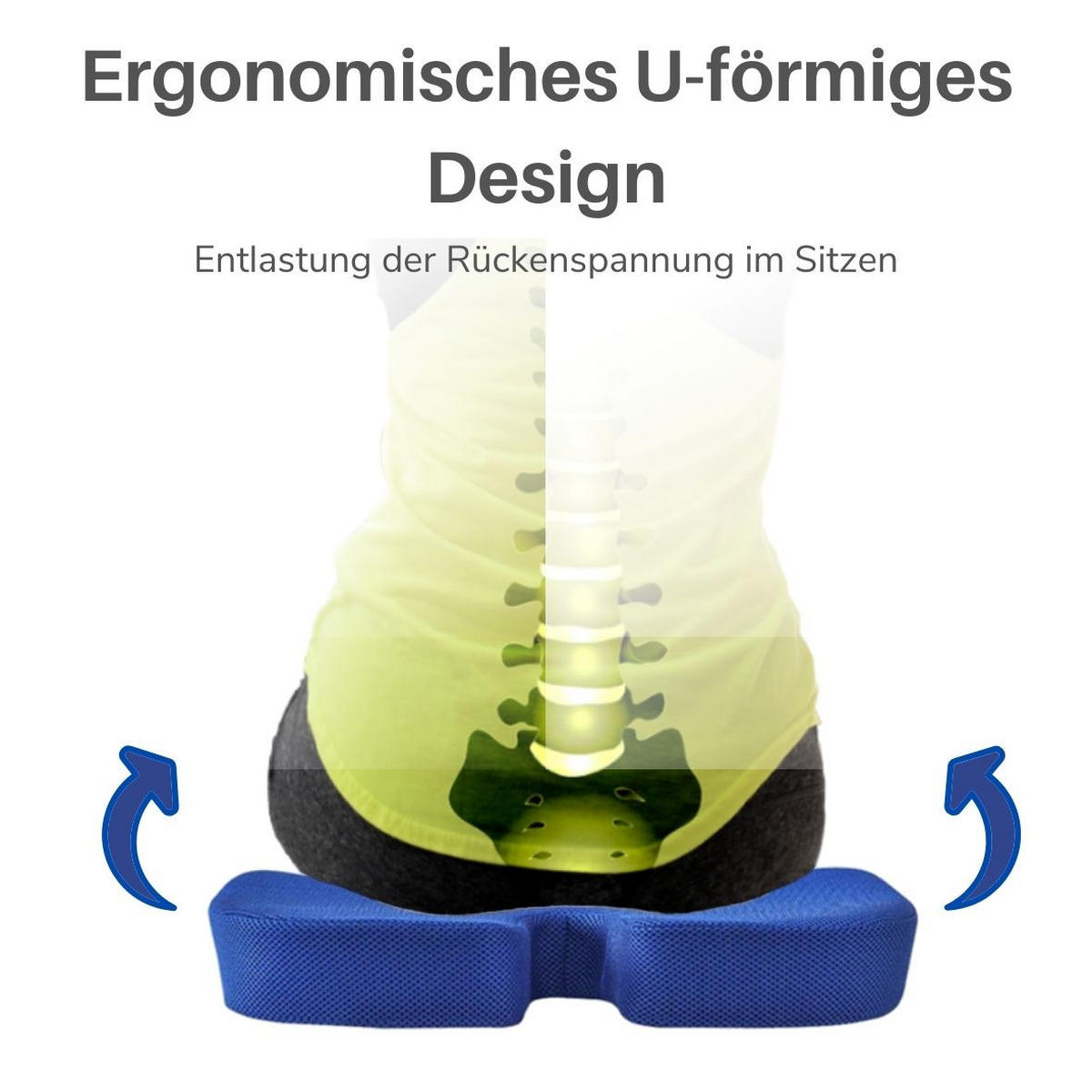 SITZKISSEN, U-FÖRMIG AUS BAMBUS - Blau, Textil (37/6/46cm) - INPHYSIO
