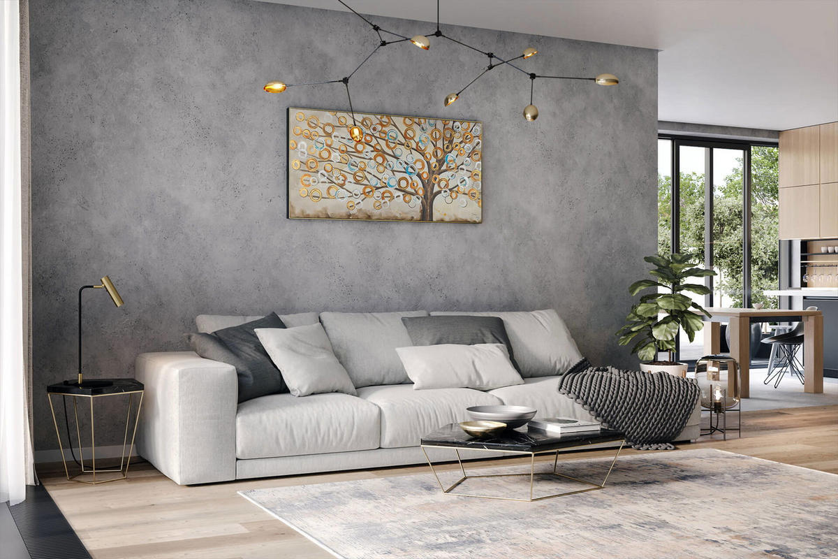ACRYLBILD HANDGEMALT 140/70 cm - Beige/Kupferfarben, Holz/Textil (140/70cm) - KUNSTLOFT