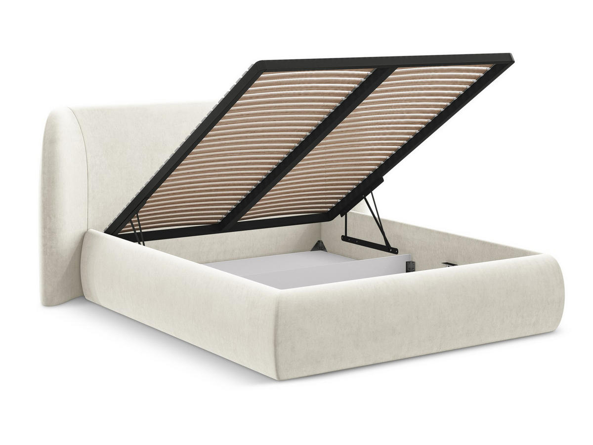 POLSTERBETT mit Bettkasten und Lattenrost 210x215 Beige - Beige/Creme, Kunststoff/Textil (160/200cm) - Makamii