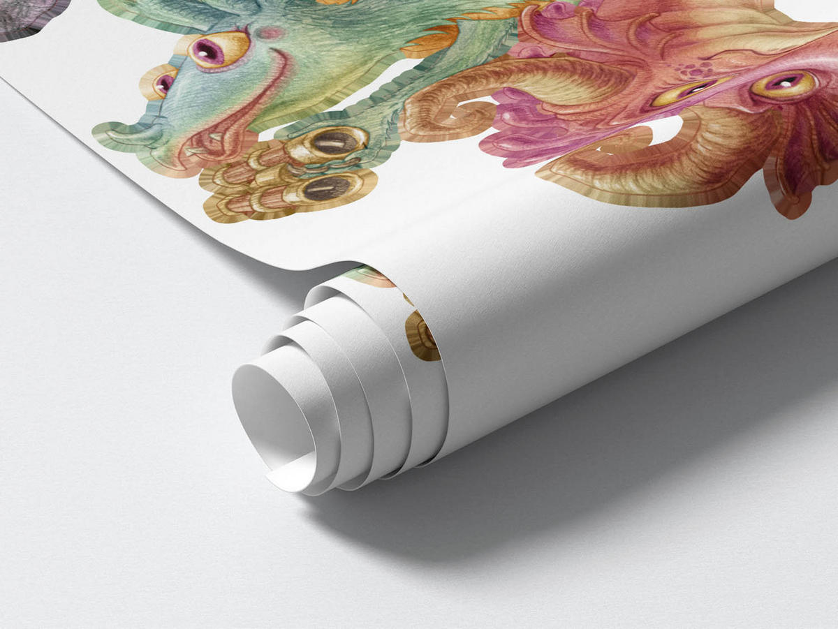 WANDAUFKLEBER 100x134cm - Drachen-Märchenfamilie - Multicolor, Kunststoff (100/134/0.1cm) - Wallfluent