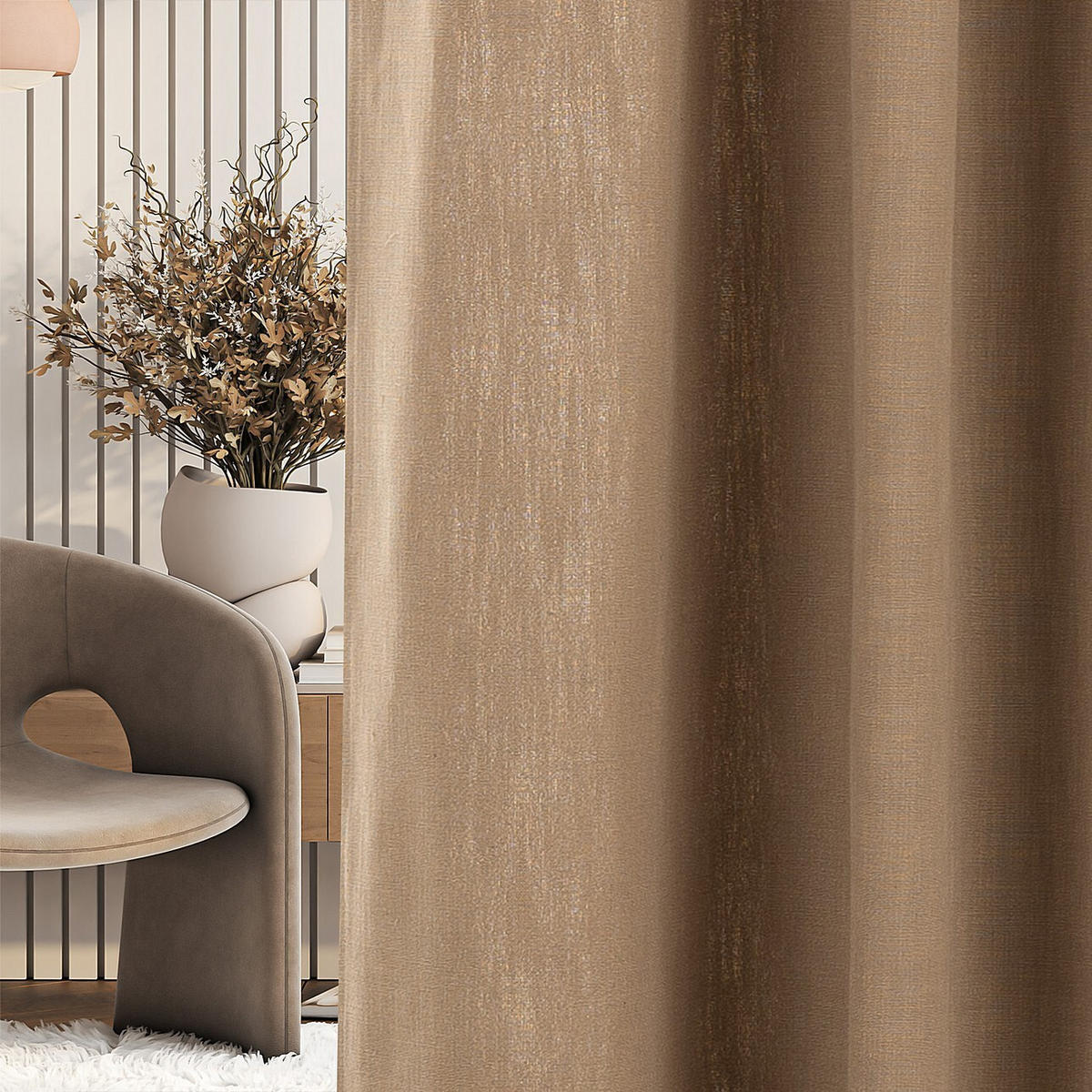 FERTIGVORHANG 140x280cm mocca - Mokka, Textil (140/280cm) - Dekoria