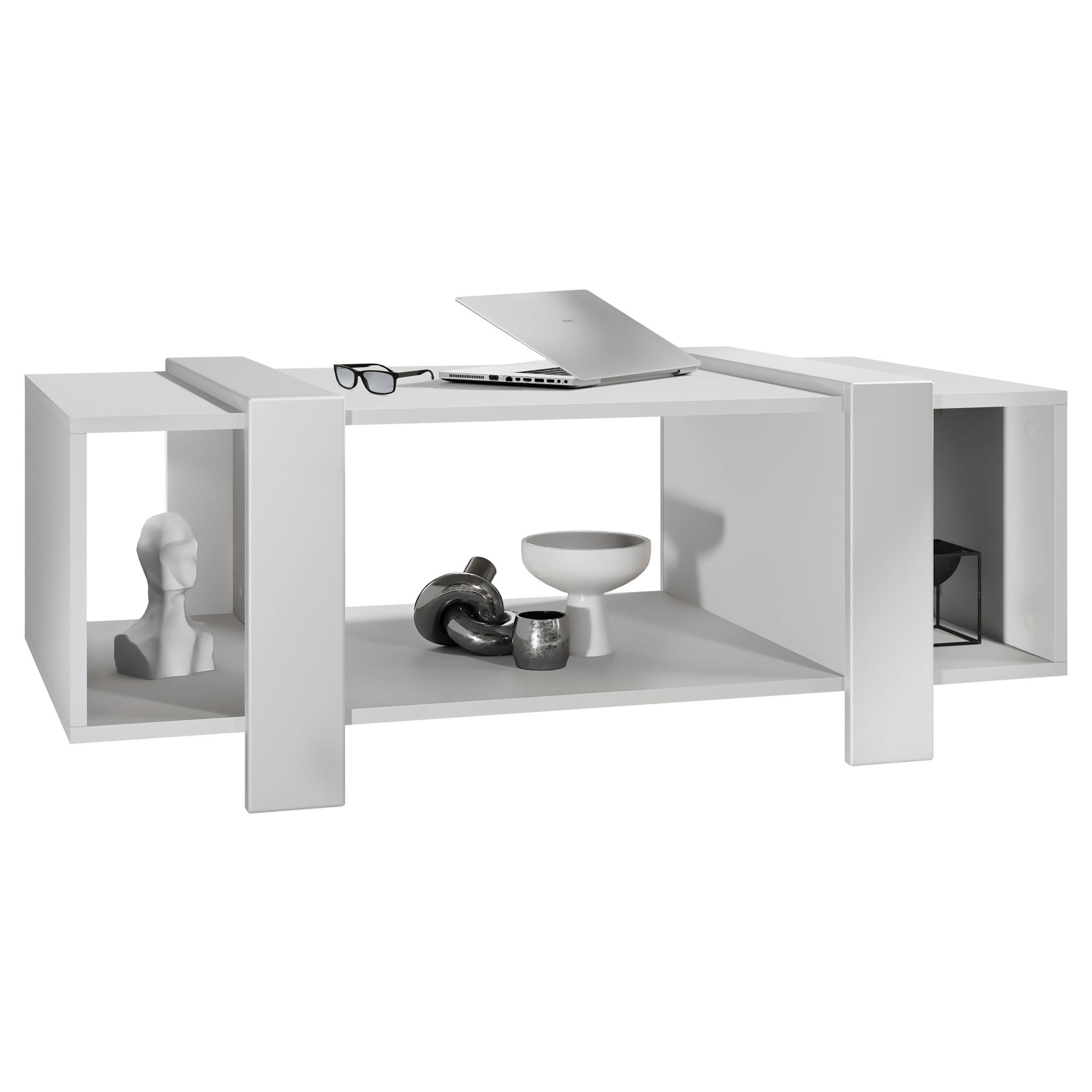 Vladon Couchtisch Weiß 110.5x42x56.5 cm