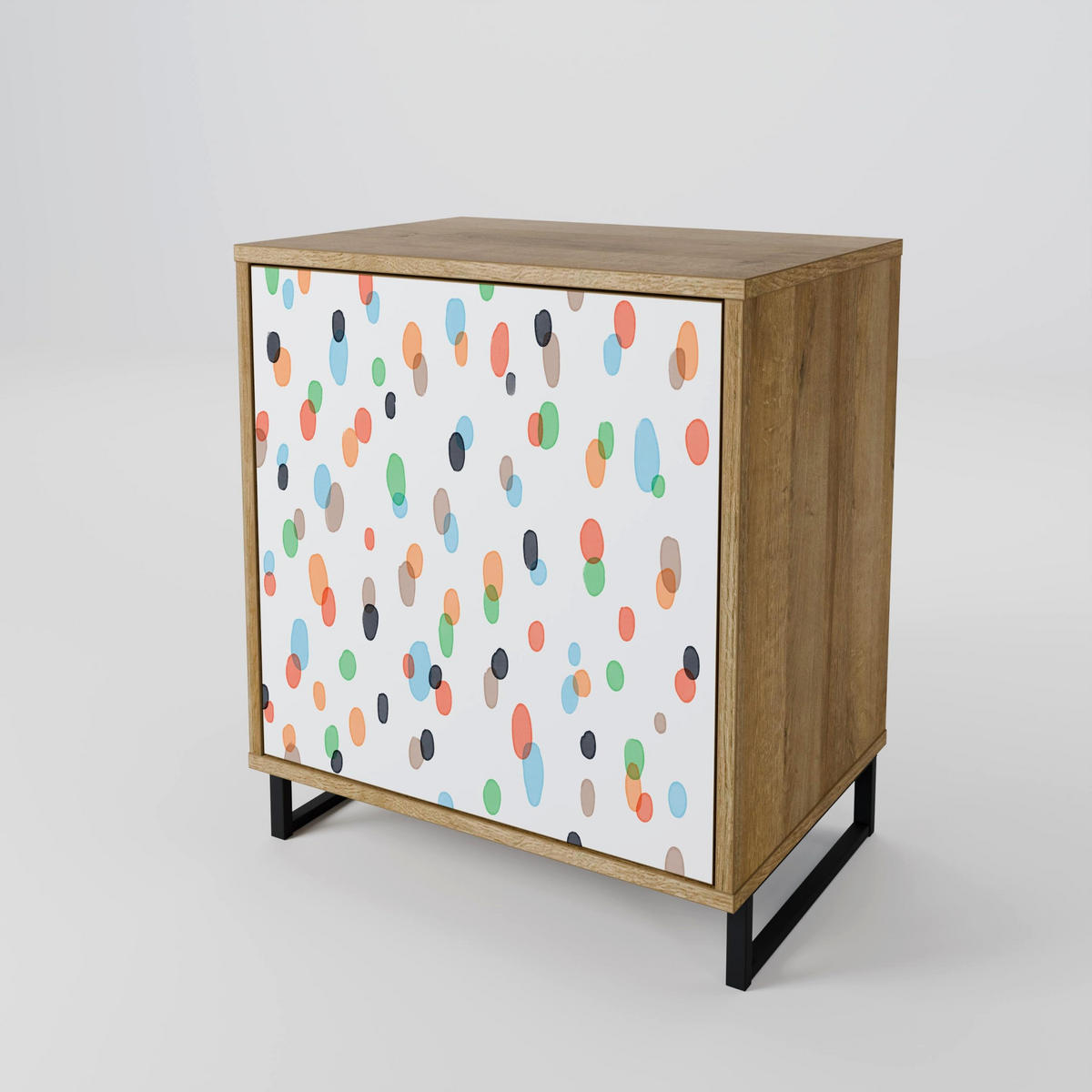 SIDEBOARD ENERGETIC SPOTS, Eichefarben, 57,5x42x75,5 cm, Goldfarbene Metallfüße - Eichefarben/Goldfarben, Holzwerkstoff/Metall (57.5/75.5/42cm) - SpaceRebels