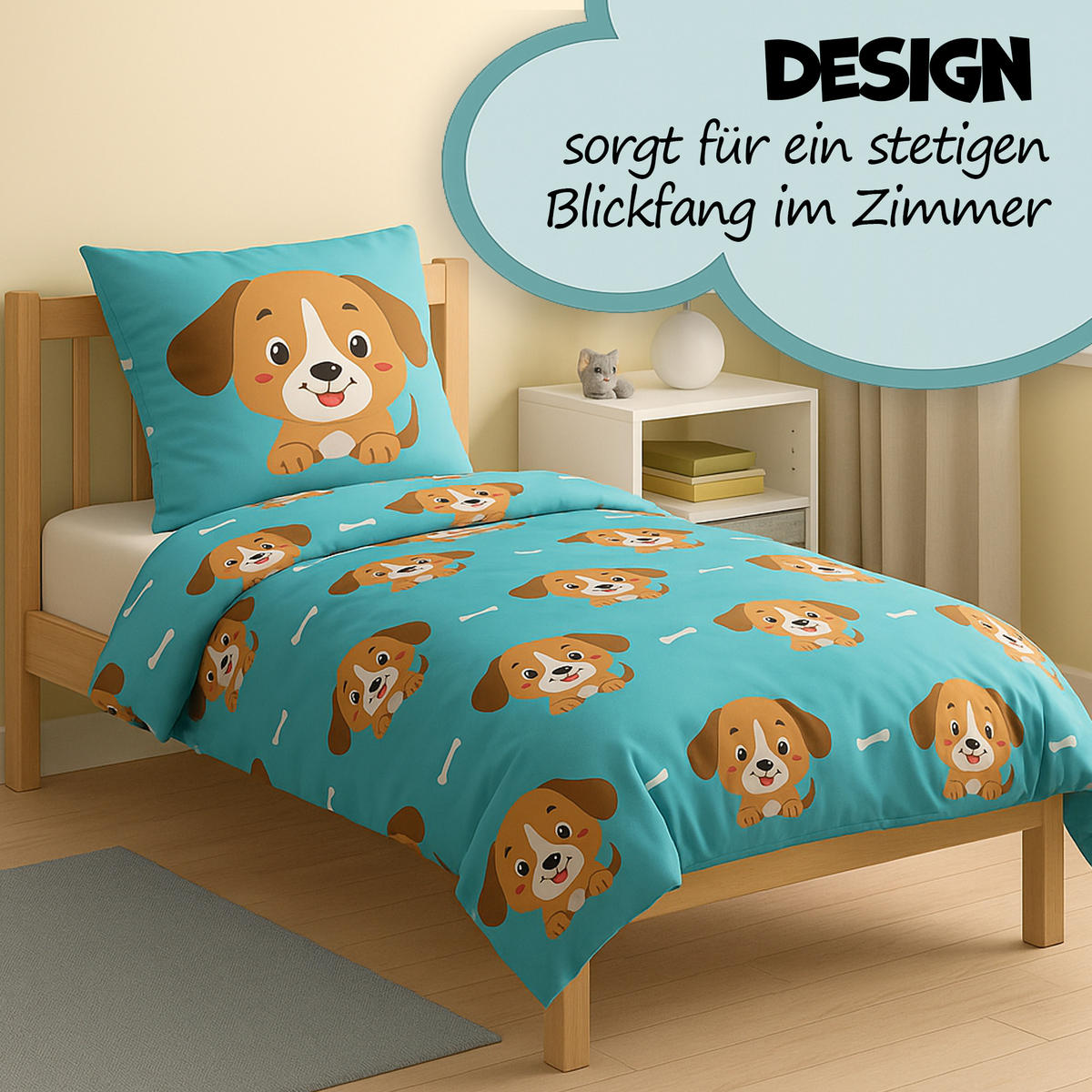 BETTWÄSCHE 2 tlg. mit Motiv 135x200 cm Hund - Blau, Textil (135/200cm) - Bestlivings