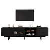 TV-SCHRANK 200x40cm Modern Schwarz 2 Türen 2 Schubladen Stauraum bis 80 Zoll - Schwarz, Holz (46.02/19.3/71.12cm) - FLIEKS