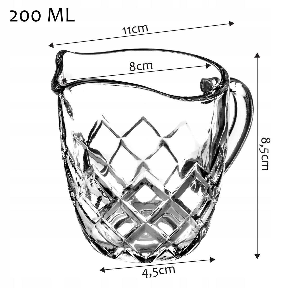 GLASKANNE für Milch, 200 ml, Diamanten - Transparent, Glas (0.2L) - KADAX